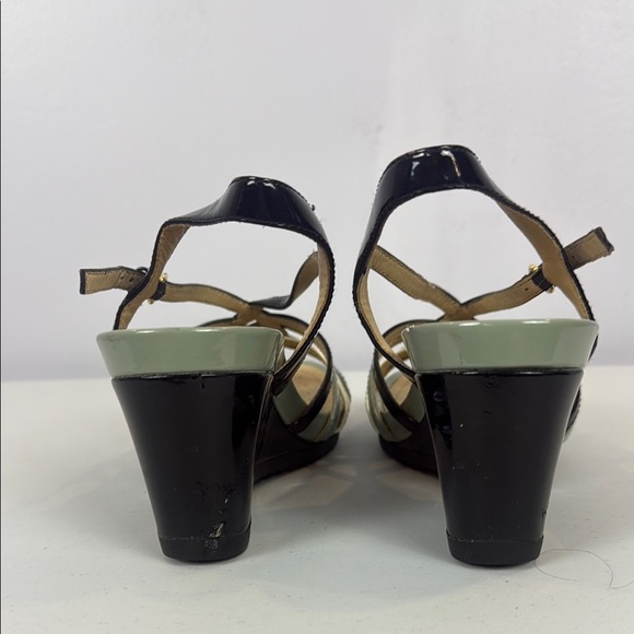 Vintage Geox Respira Roxy Black & Cream Wedge Shoes with Strappy Design 3” Heels - Picture 5 of 11